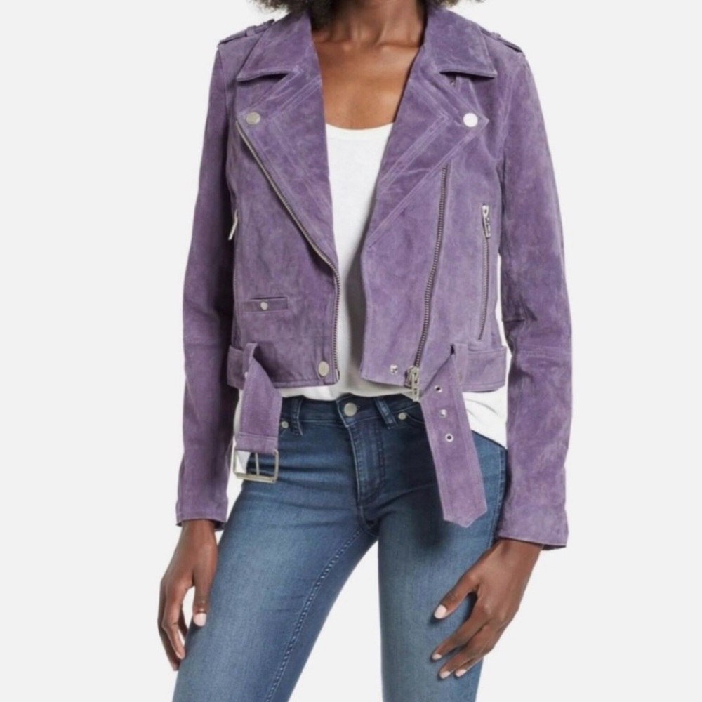 Blank NYC Purple Suede Leather Jacket